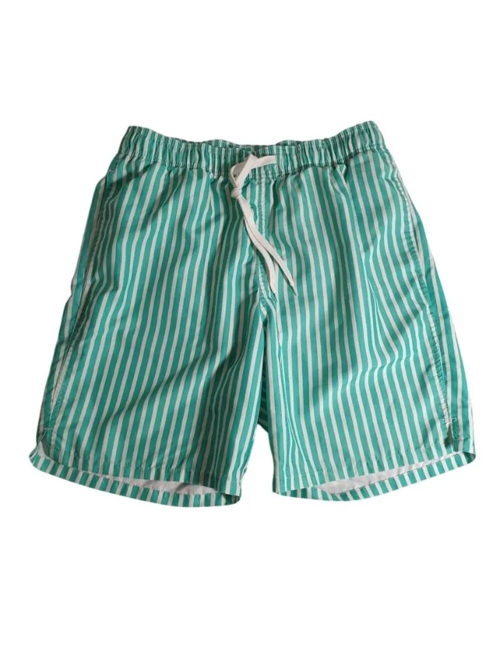 Goodfellow Green White Striped Mens Swim Shorts Elastic 28 Waist Drawstring
